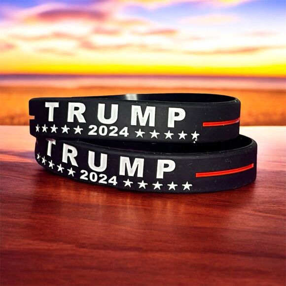 Other - Trump 2024 Silicone Bracelets Set of 2 Black Unisex Adult